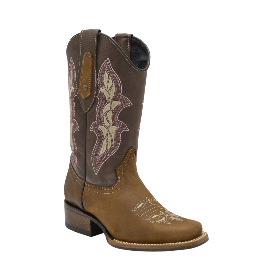 1508 Botas Rodeo para Mujer Café con detalles
