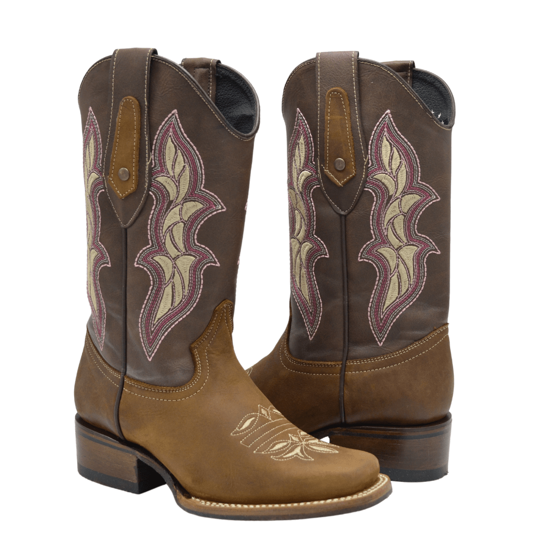1508 Botas Rodeo para Mujer Café con detalles