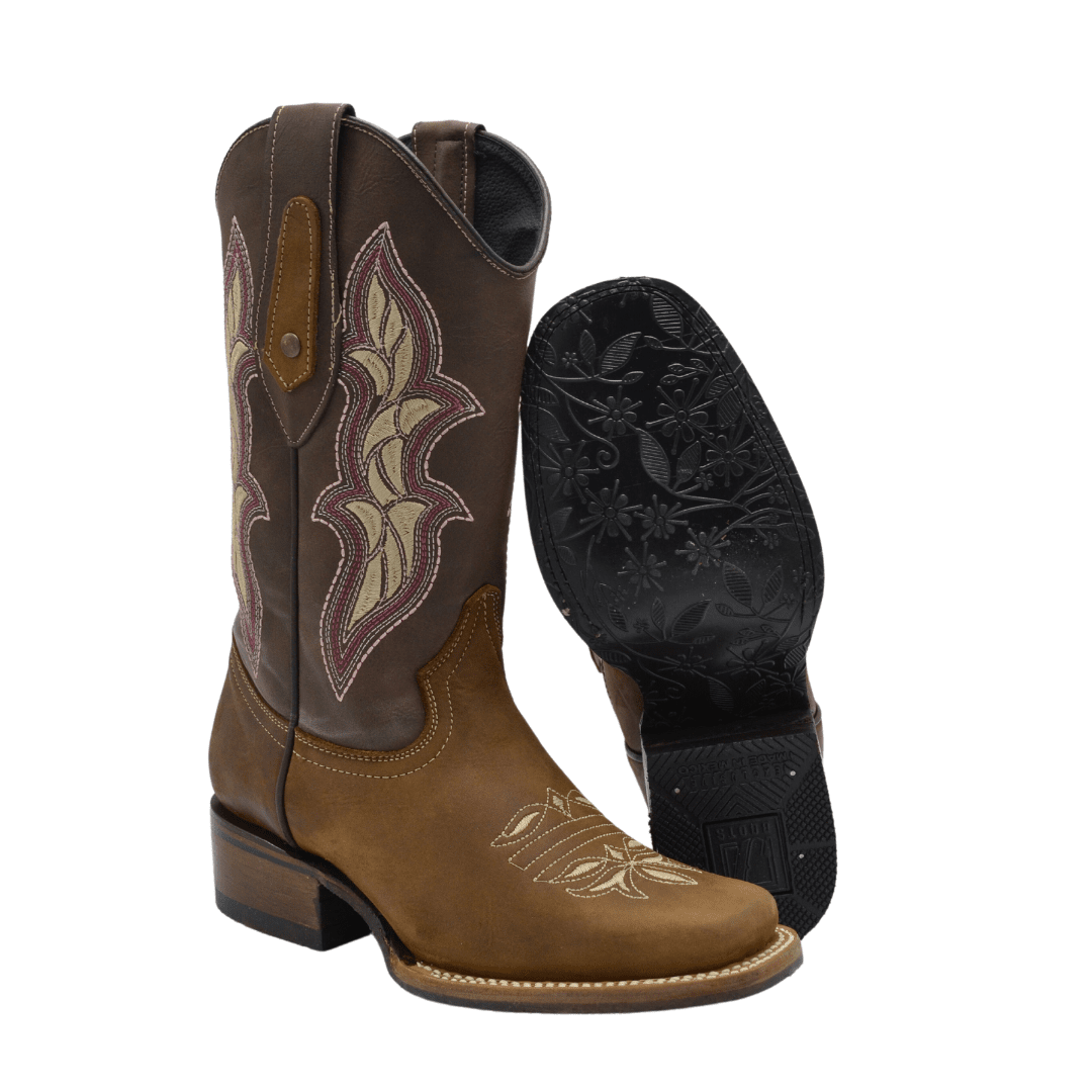 1508 Botas Rodeo para Mujer Café con detalles