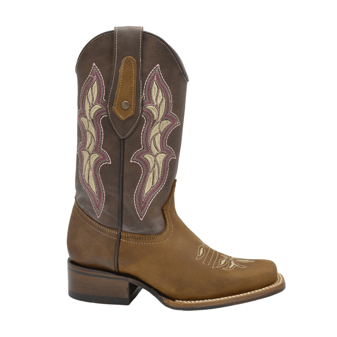1508 Botas Rodeo para Mujer Café con detalles