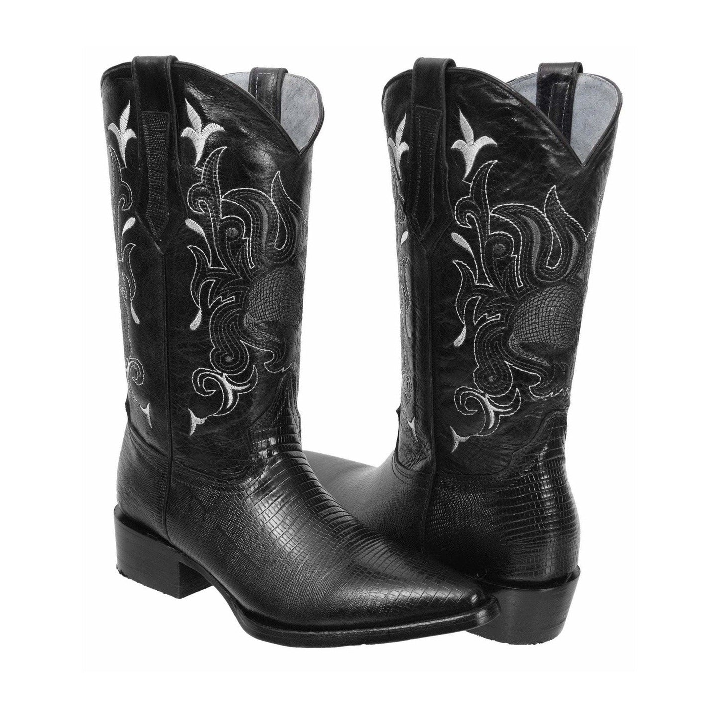 913 Bota Vaquera Punta J Imitacion Armadillo Negro