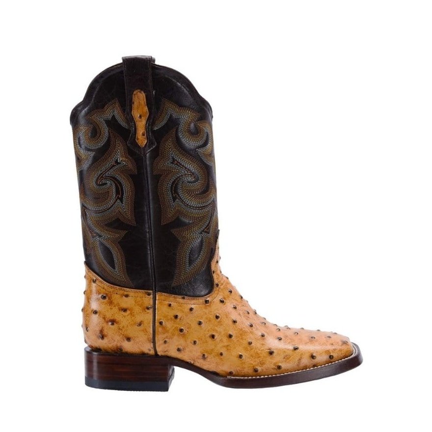 BD701 Bota Rodeo De Avestruz Clon Mantequilla
