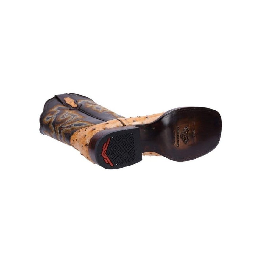 BD701 Bota Rodeo De Avestruz Clon Mantequilla