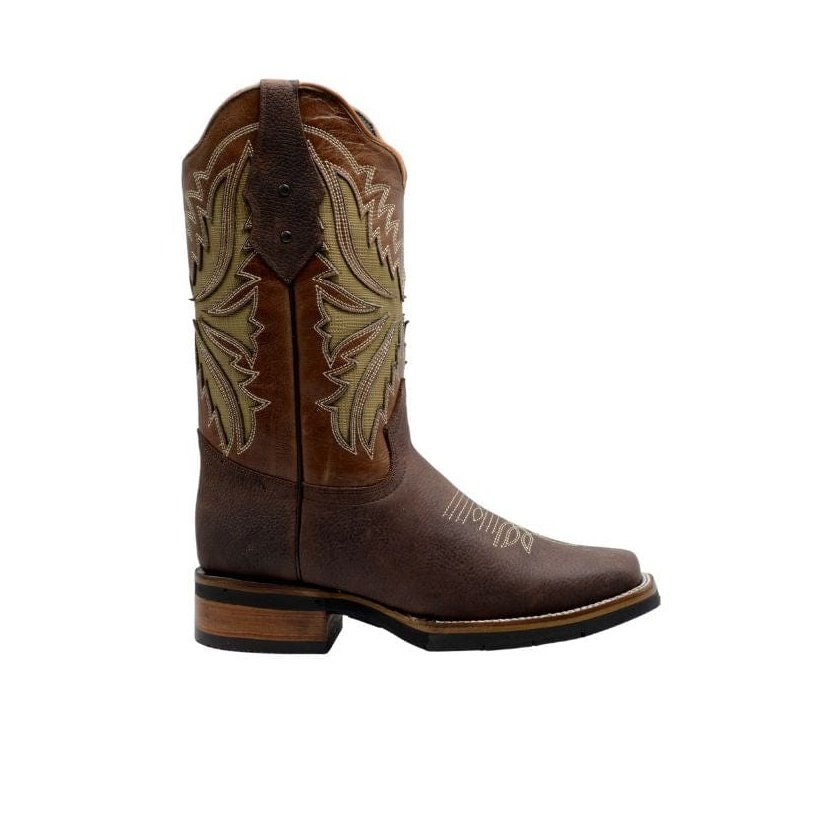 SG518 Rodeo Square Toe Boot Brown Rubber Sole