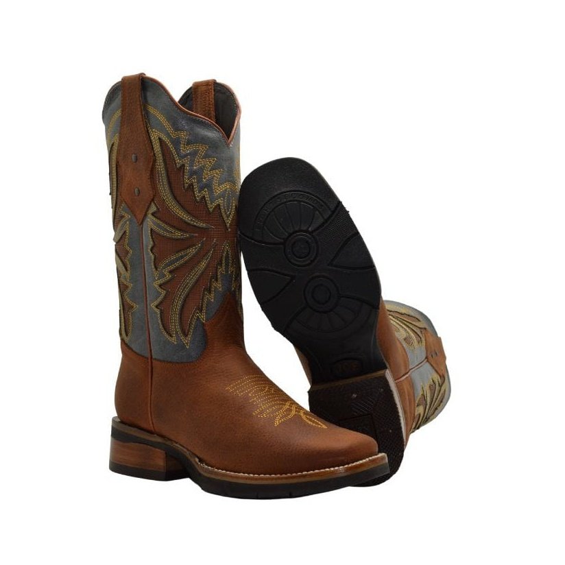 SG518 Rodeo Square Toe Boot Honey Rubber Sole