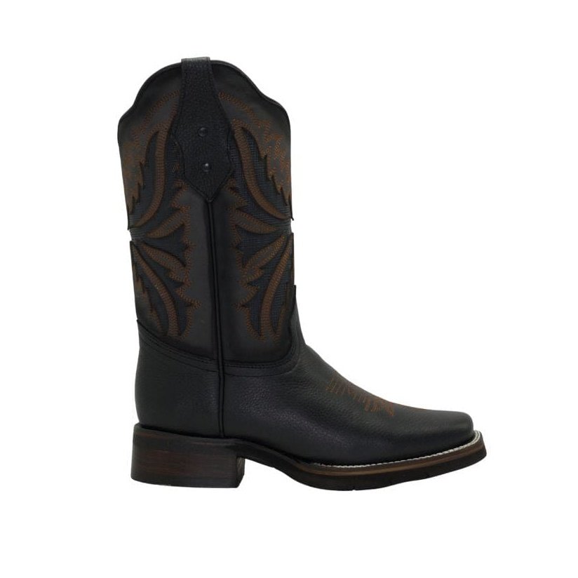 SG518 Rodeo Square Toe Boot Black Rubber Sole