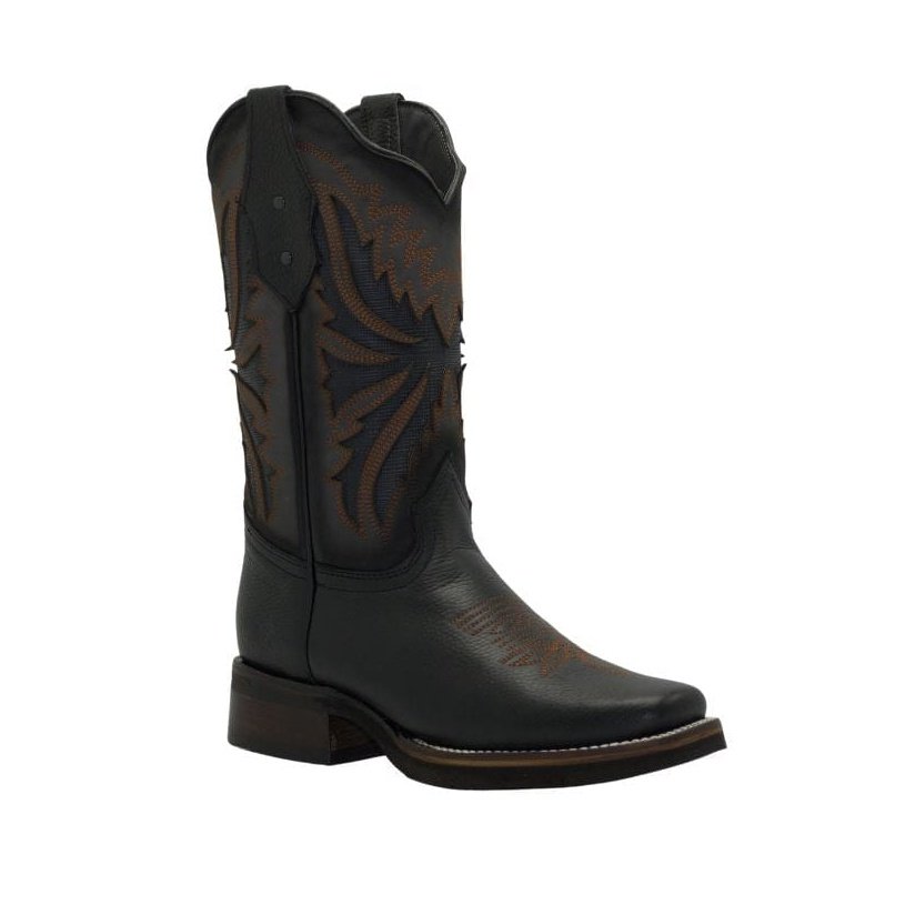 SG518 Rodeo Square Toe Boot Black Rubber Sole
