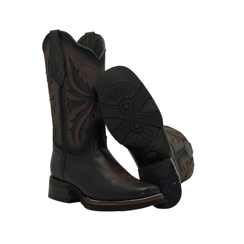SG518 Rodeo Square Toe Boot Black Rubber Sole