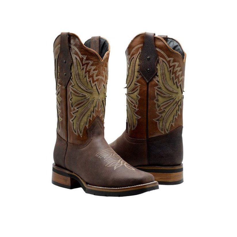 SG518 Rodeo Square Toe Boot Brown Rubber Sole